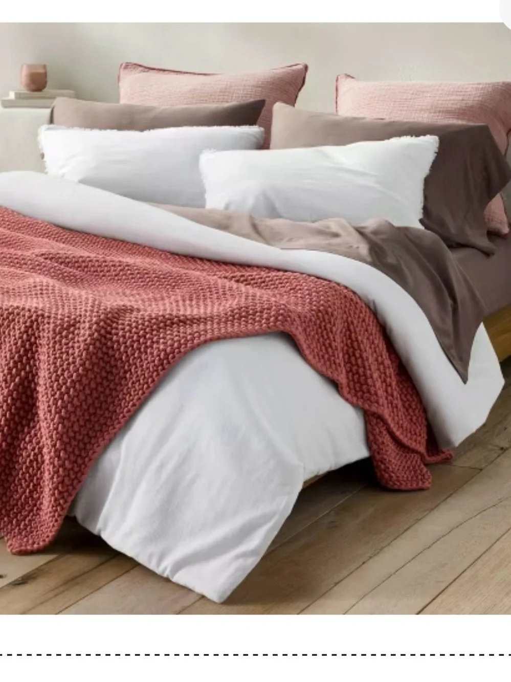 New Open Bag Fresh White King/Cal King Heavyweight Linen Blend Comforter & Shams